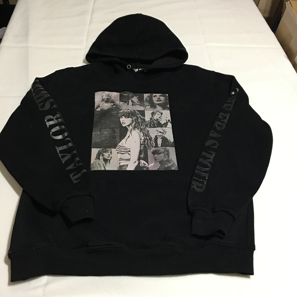 Taylor Swift The Eras Tour Hoodie Womens Medium Black Graphic Concert Merch